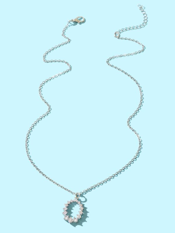 Graceful Cubic Zircon Decor Silver Chain Pendant Necklace Engagement Jewellery - Image 2