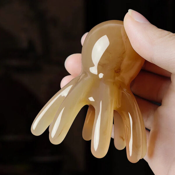 2Pcs Portable Resin Octopus Massage Comb 8 Prong Brown - Image 4